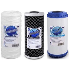 Aquafilter Set of 3 Big Blue Water Filters Dechlorinator KDF 10" x 4.5"