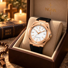 Nova Christian Custom Watch | Rose Gold White Dial | Fear No Evil Christmas Gift