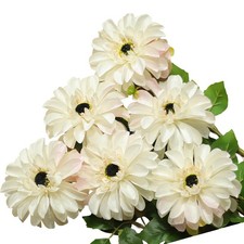 Artificial Chrysanthemums, 6-Stem Fake Flowers for Home Decor, Large Zinnia-L...