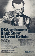 HANK SNOW 1971 UK PRINT ADVERT CONCERT TOUR Tracks and Trains