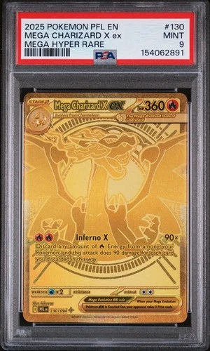 2025 POKEMON PFL EN-PHANTASMAL FLAMES MEGA HYPER RARE MEGA CHARIZARD X EX PSA 9