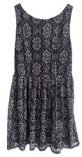 Xhilaration Sleeveless Womens Medium Black Lace Lined V Back Zipper A-line EUC