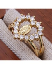 Adjustable Gold Plated Virgin Mary Ring Style5 With Cubic Zirconia