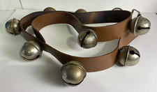 Antique Sleigh Bells on Leather Belt with 9 Large 4" Bell