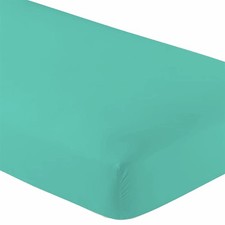 Twin XL Fitted Bed Sheets 100 Cotton 2-Pack, 15" Deep Pocket, Aqua Blue