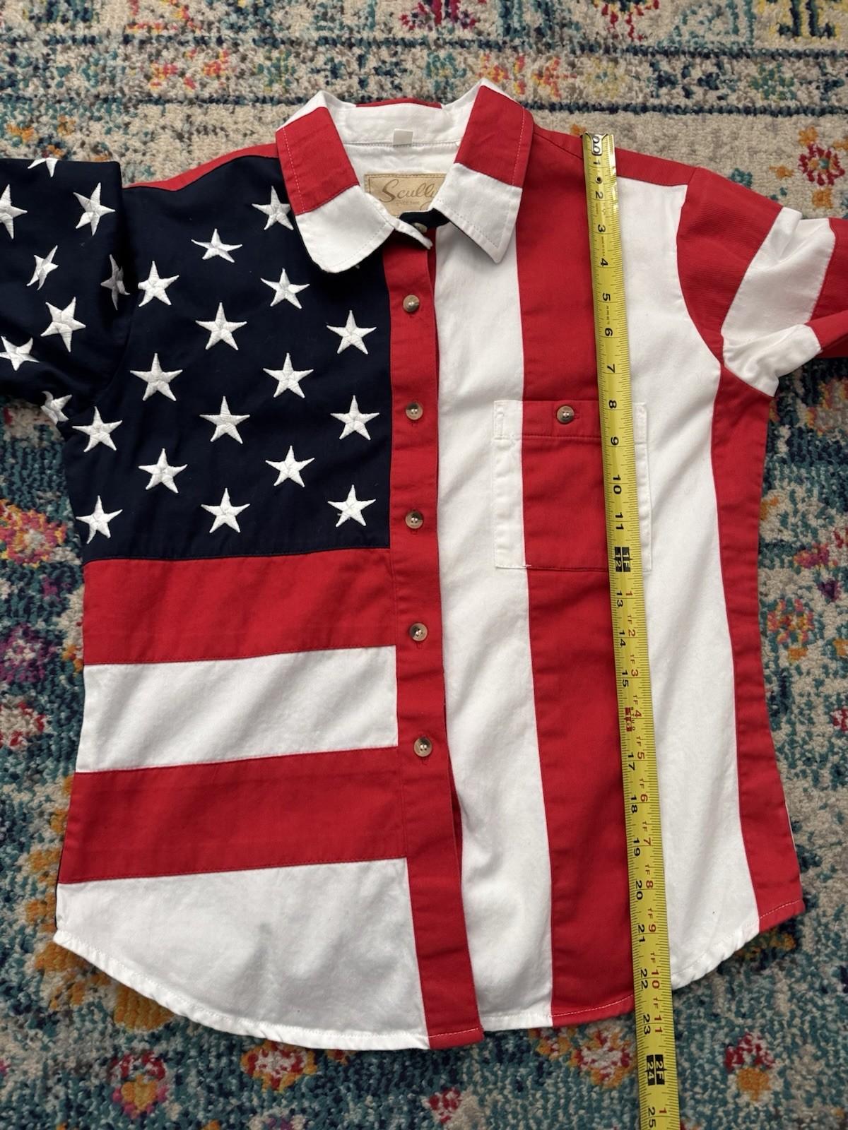 Vintage Scully American Flag Western Button Down … - image 7