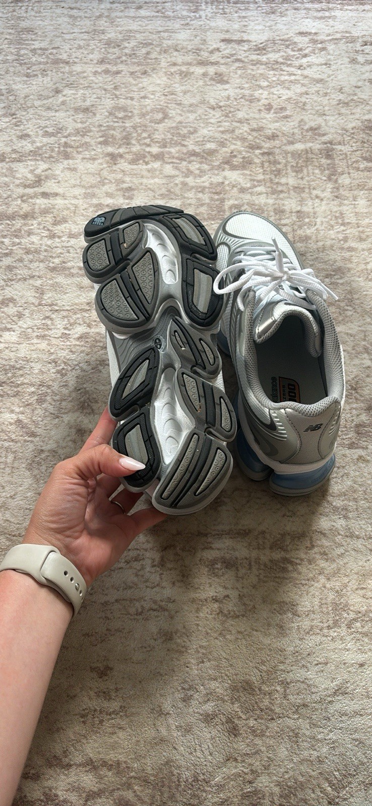 New Balance 2002R White Gray Blue Lace Up Mesh Synthetic Men