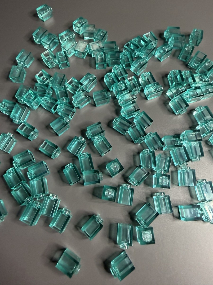 LOT OF 200 BRAND NEW LEGO PIECES MINT BLUE CLEAR TRANSPARENT 1x1