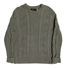 Polo Ralph Lauren Cable Knit Sweater Mens Size S Green 100 Cotton Preppy