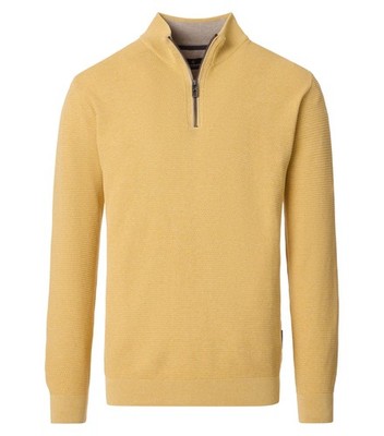 CASAMODA Herren Strick-Troyer Zipper Langarm Regular Baumwolle Gelb