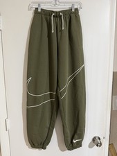XL GIrls Nike Sportswear Oversized Pants Olive Green Nike Swoosh DV3256-222