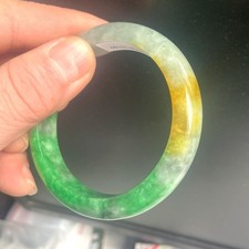 56mm (Grade A) Burma Natural Green Jadeite Jade Bangle+ Certified 3186