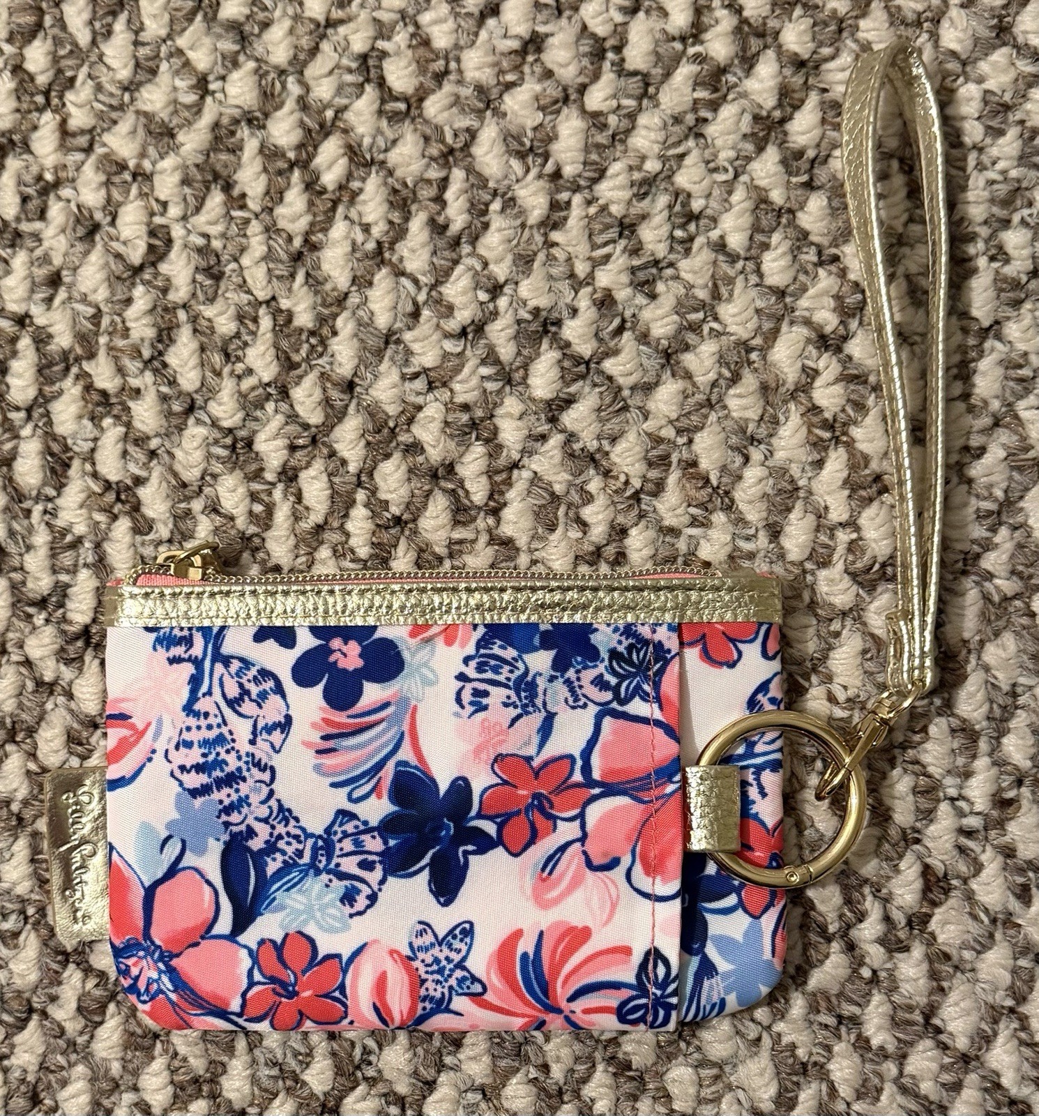 Lilly Pulitzer Floral Print Wristlet Pouch with Gold Tone Hardware