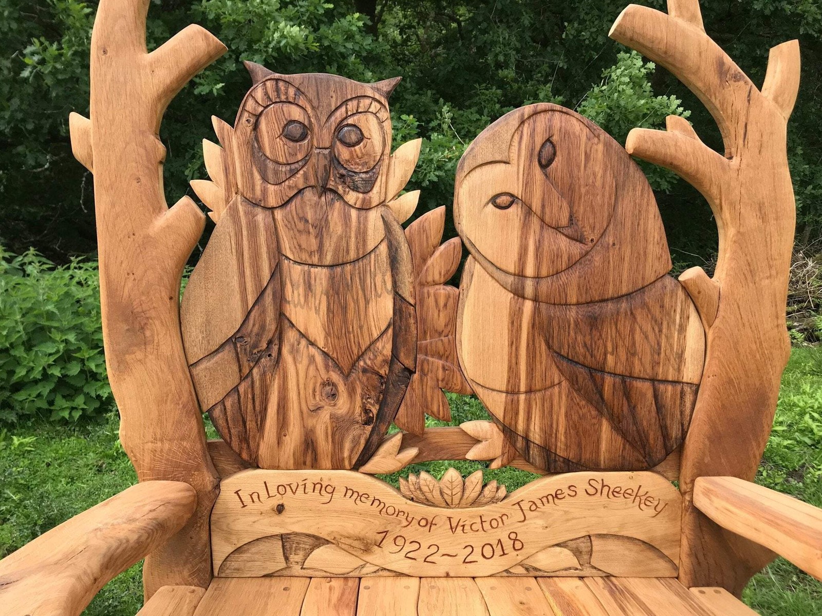 Handcrafted Wooden Owl Bench – Unique Garden Furniture for Outdoor Spaces
