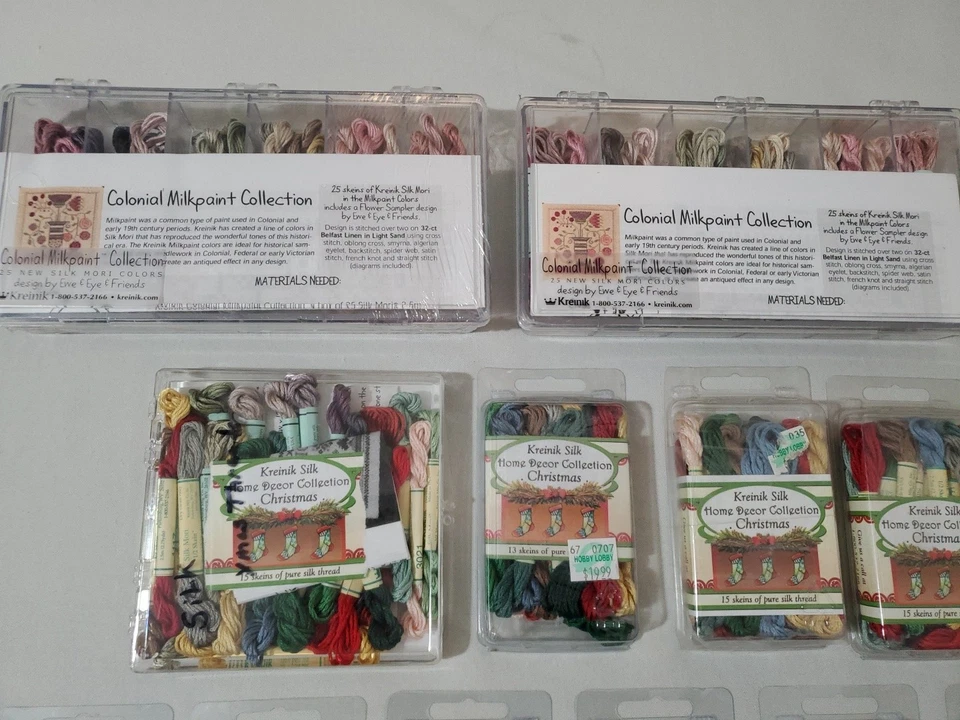 Mixed Lot KREINIK & Colonial Milkpaint Silk Mori Skein Thread - Christmas - Image 2 of 4