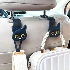 Cute 3d Cat Car Seat Headrest Hook Universal Vehicle Hanger Bag Organizer