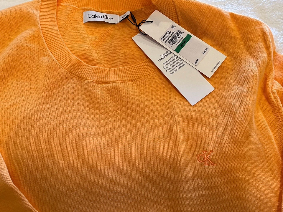 Calvin Klein Men’s Crew Neck Cotton Sweater NWT Orange Large - Image 4 of 4