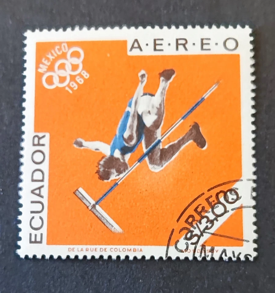 TIMBRE EQUATEUR CELLO ECUADOR 1968 JO JEUX OLYMPIQUES MEXICO DE LA RUE DE COLOMB - Photo 1/1
