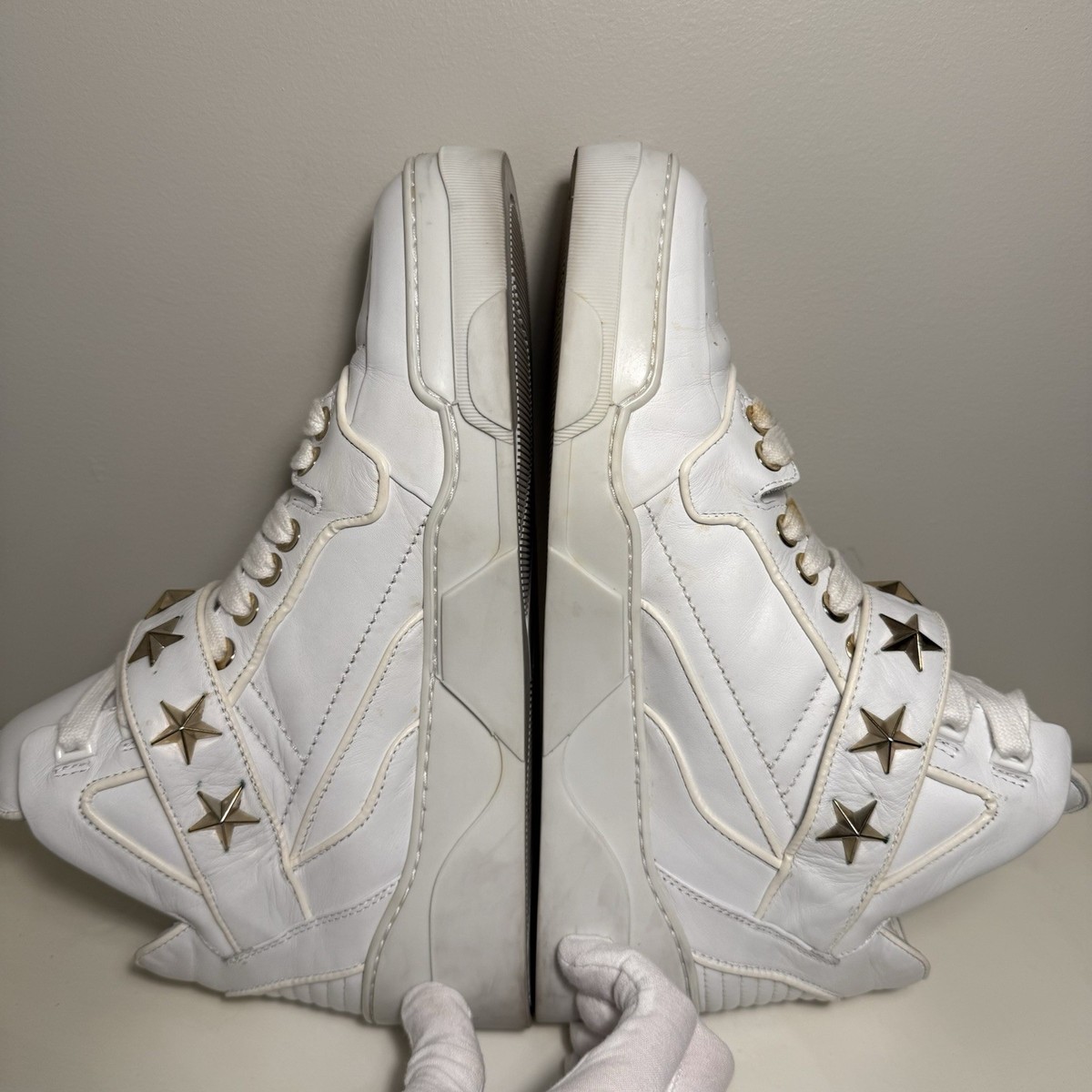 Givenchy Tyson Mid Star Studded White Leather Sneaker Men's 12