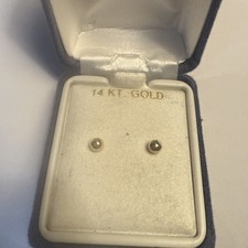 Solid 14k Yellow Gold studs earring basket CLARITY Cut round Ball brilliant 3mm