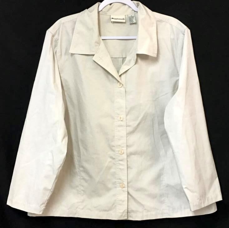 Appleseed's 1X jacket beige button down collared … - image 1