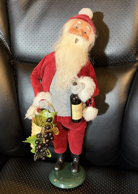 Byers Choice The Carolers Victorian Wine Santa Grapes Basket Red Velvet Suit