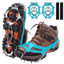 WIN.MAX Crampons 19 Spike Ice Snow Grips for Shoes, Boots Traction Cleats
