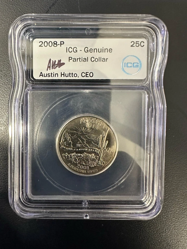 2008 P 25C Partial Collar Quarter Error Signed - Image 4 of 4