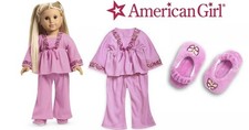 NEW American Girl Doll Julie's original pink butterfly pajamas pjs  slippers