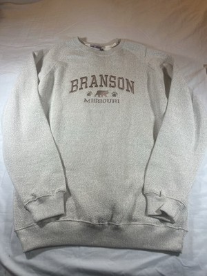 Vtg Branson Missouri Sweatshirt Mens XL Brown Taupe Bear Bear Paw