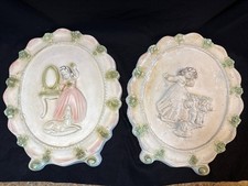 Vtg Coquette Girly Decor Chalkware Plaques Princess Decor Style 1950s Aesthetic