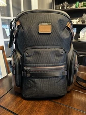 NWT TUMI Alpha Bravo Navigation Black & Brown Nylon & Leather Backpack Rucksack