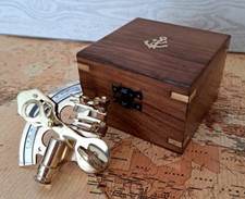 SESTANTE NAUTICO IN OTTONE COFANETTO IN LEGNO MASSELLO IDEA REGALO ARREDO MARINO