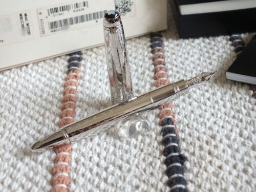 Montblanc Meisterstück Solitaire Platinum-Plated Mozart Fountain Pen DHL express - 第 1/20 張圖片