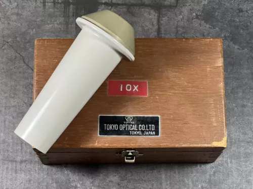 Tokyo Optical Co. LTD Optical Comparator 10X Lens w/ Wooden Box Vintage