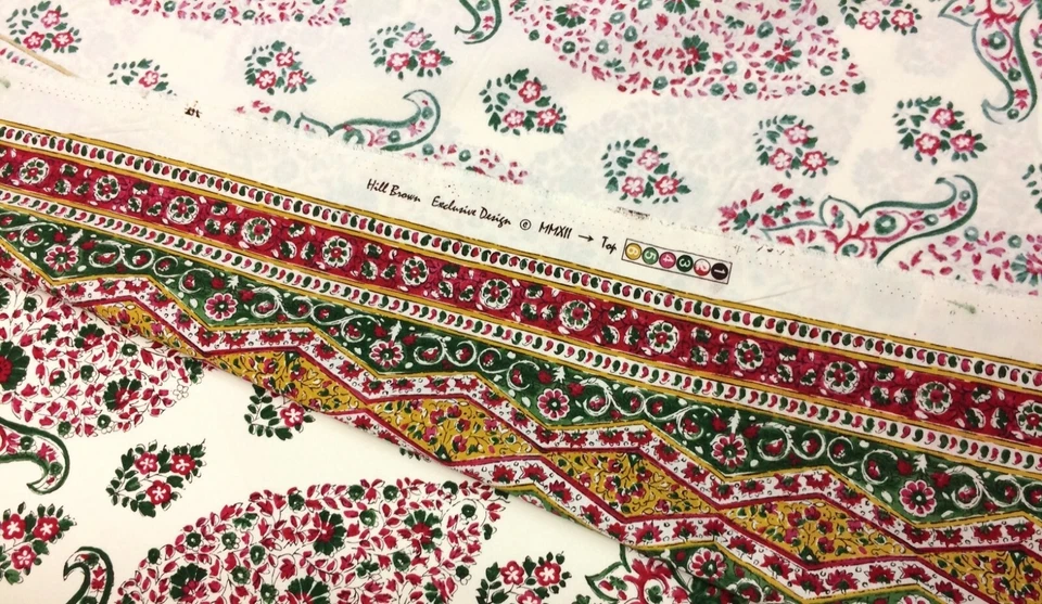 HILL BROWN CLARENCE HOUSE TOPO RED GREEN DAMASK EXCLUSIVE FABRIC BY YARD 54"W - Image 4 of 4