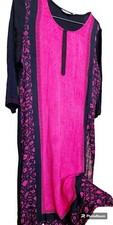Max Indian Kurta Hippie Boho Art-To-Wear Festival Ethnic Pink Black XL
