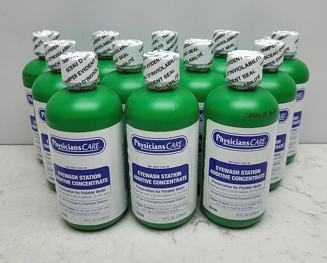 12 Pack Physicians Care Eyewash Station Additive Concentrate 8OZ 90496