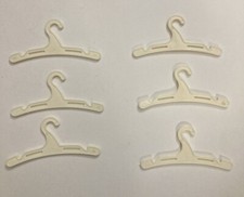 Vintage Doll Accessories Clothes Hangers White 3.5" Lot Of 6 Wardrobe Barbie