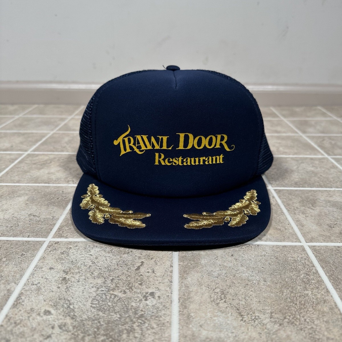 Vintage 90’s Trawl Door Restaurant Scrambled Eggs Snapback Mesh Back  Trucker Hat