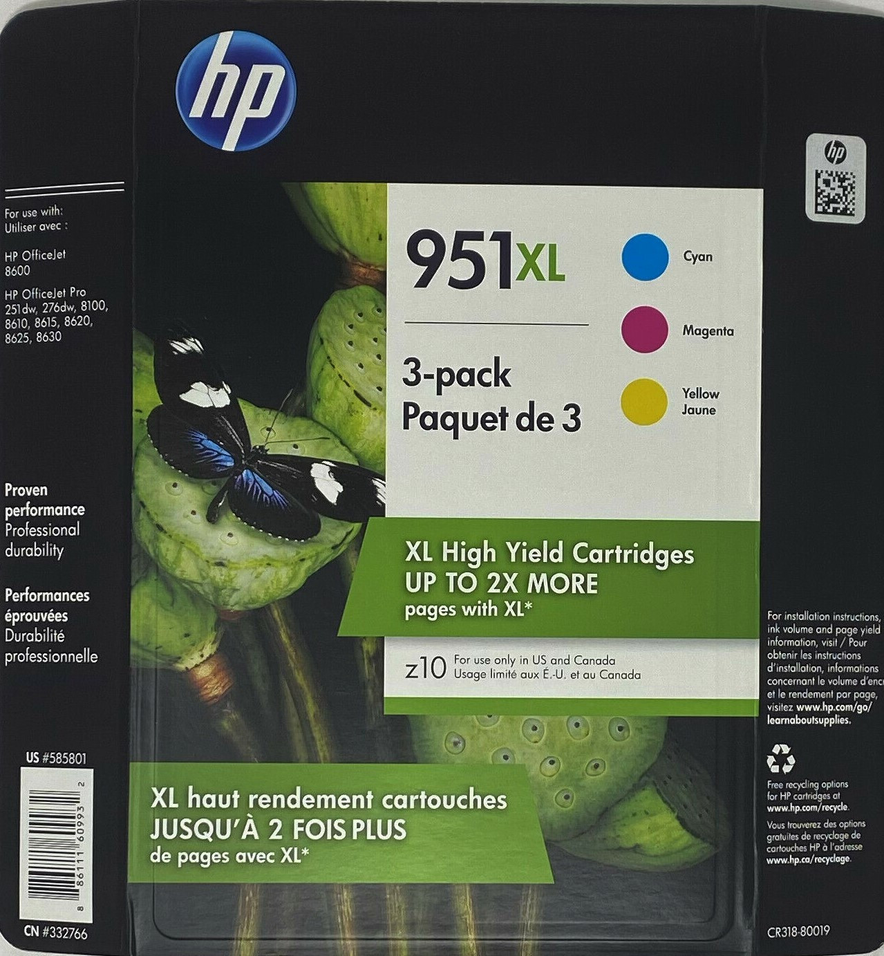 Genuine HP 951XL TriColor 3 Pack Ink Cyan Magenta Yellow Exp 1/2022 eBay