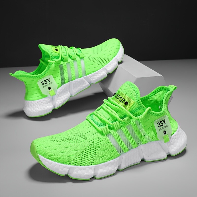 Men's Stylish Knitted Breathable,comfortable Non-slip Lace-up Soft Sole Sneakers