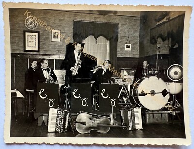orig. Foto Nordhorn 1935 Musik Band Jazz Gruppe Bentheim Hotel