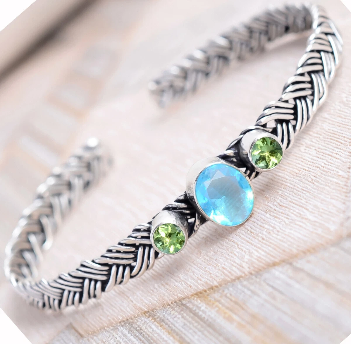 Blue Topaz & Sterling Silver Cuff Bracelet