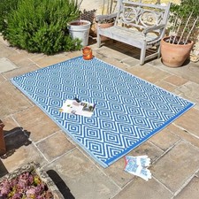 Large Outdoor Garden Rug Alfresco Mat Patio Non Slip Blue Runner 150cm x 210cm