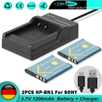 2× NP-BN1 Akku + Ladegerät Für Sony Cyber-Shot DSC-QX30 TX10 DSC-WX150 DSC-WX200