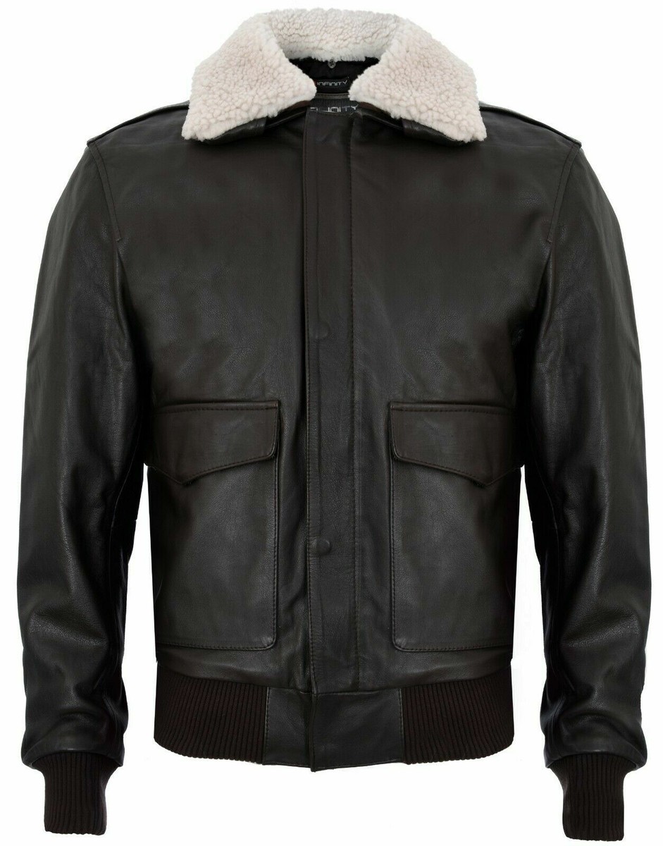Men's Air Force A2 USAF Brown Pilot Aviator Real Leather Flight