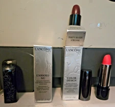 Lancome L'Absolu Nu and Color Design Lipstick Rose Candy and Party Ready NIB