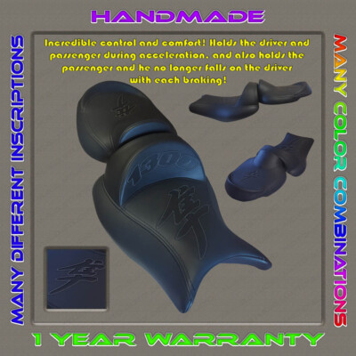 Custom Seat COVER Black+Black+Gray-glow-effect Suzuki Hayabusa 08-20(2Gen) 3 pil