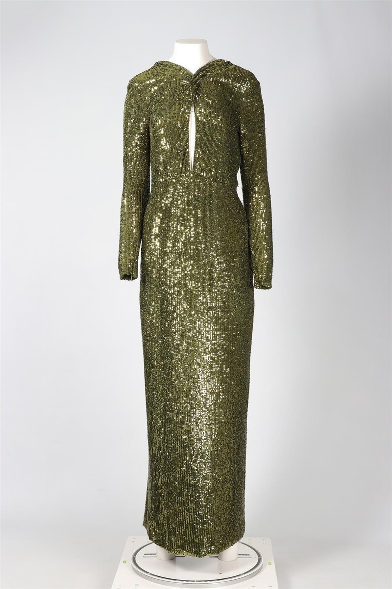 dundas green sequin dress MAXI IT 38 UK 6 Tops: Crop Tops